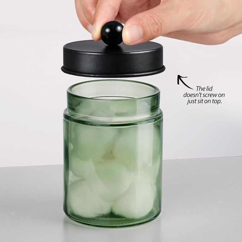 Komashr 3 Pack Apothecary Jar Canisters Bathroom Vanity Organizer - Qtip Holder Storage Organizer Set Countertop Canister with Stainless Steel Lids &Cute Stickers for Qtips,Cotton Swabs,Makeup Sponges,Floss - Image 3